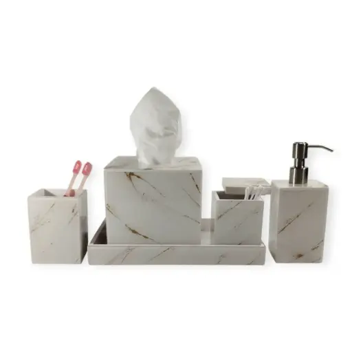 white gold veil 5 pcs bathroom set