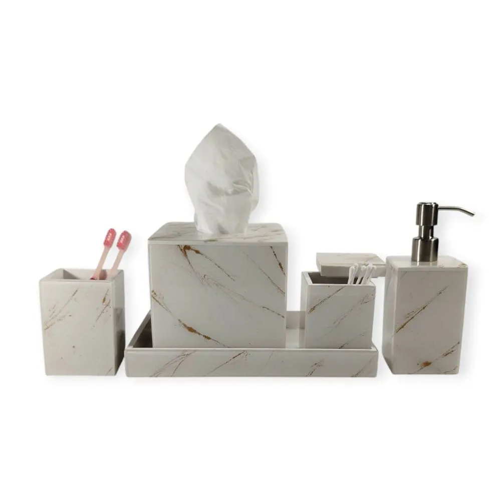 White/Black Marble Bathroom Set