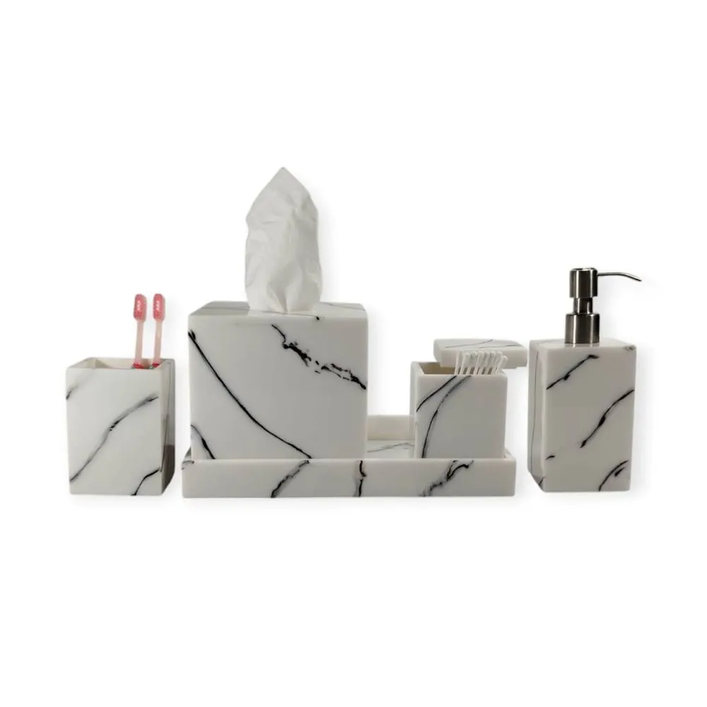 White/Black Marble Bathroom Set
